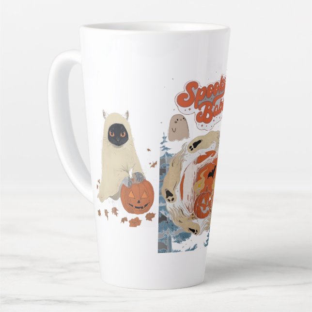 Spooky Babe Cute Halloween Ghost Quote Latte Mug (Left Angle)