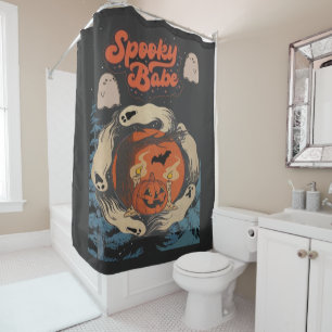 Spooky Babe Cute Halloween Ghost Quote Shower Curtain