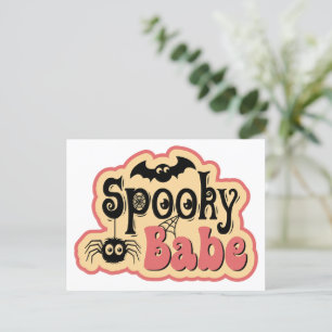 Spooky babe holiday postcard
