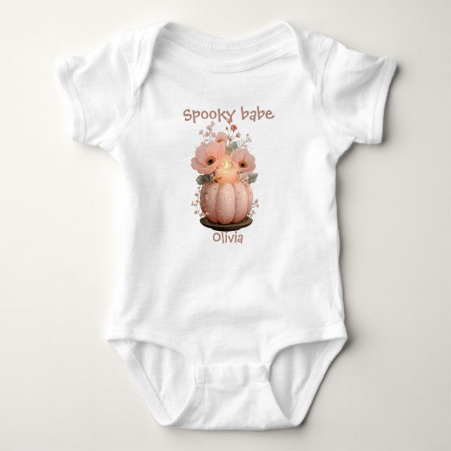 Spooky Babe Pumpkin for Girls Baby Bodysuit (Front)