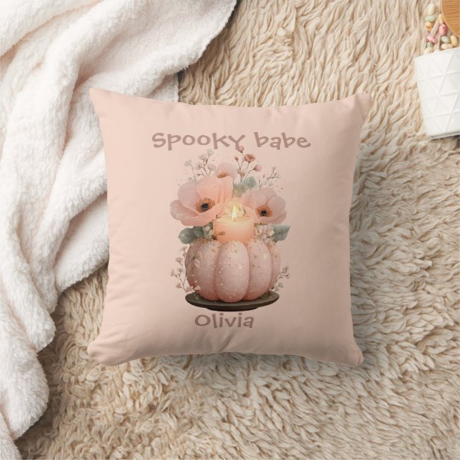 Spooky Babe Pumpkin for Girls Cushion (Blanket)