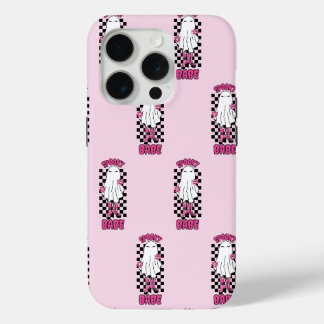 "Spooky Babe" Woman Halloween Ghost – Retro Pink iPhone 15 Pro Case