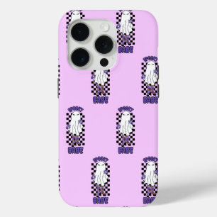  "Spooky Babe" Woman Halloween Ghost Retro Purple iPhone 15 Pro Case