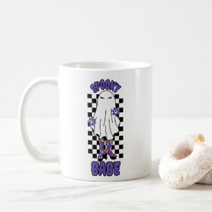 "Spooky Babe" Woman Halloween Ghost Retro Purple Coffee Mug