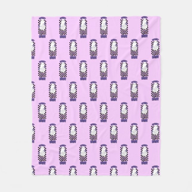  "Spooky Babe" Woman Halloween Ghost Retro Purple Fleece Blanket (Front)
