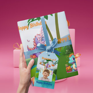 Spooky Baby Dino Gift Tag for Kids Birthday Party