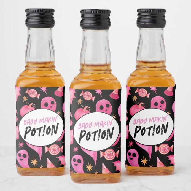 Spooky Baby Makin' Potion Halloween Baby Shower  Liquor Bottle Label (Bottles)