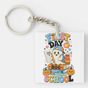 Spooky Back to School Halloween Graphic Design Key Ring