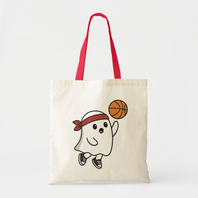 Spooky Basketball Ghost Tote Bag (Front)