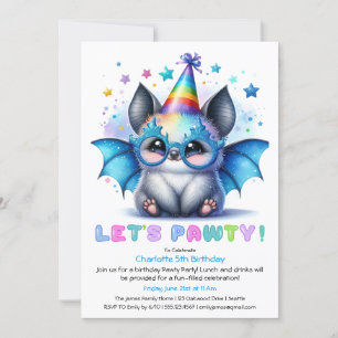 Spooky Bat Birthday Invitation – Blue Glitter Them