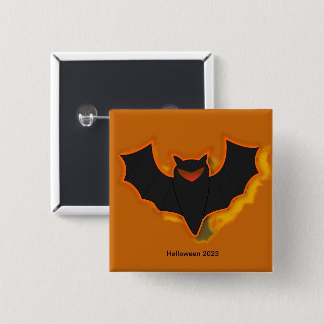 Spooky Bat Halloween Button | Orange Theme (Front & Back)