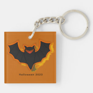 Spooky Bat Halloween Keychain   Orange Theme