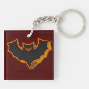 Spooky Bat Halloween Keychain   Red Theme
