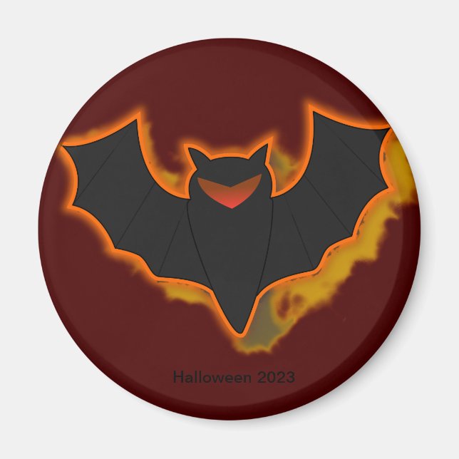 Spooky Bat Halloween Magnet | Red Theme (Front)