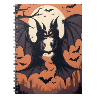 Spooky Bat Halloween Notebook – Gothic Full Moon J