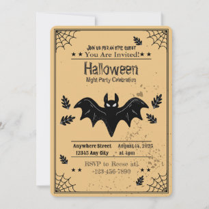 Spooky Bat Halloween Party Invitation