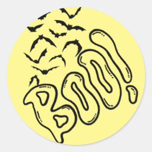 Spooky Bats and Boo Halloween Design Classic Round Sticker