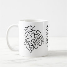 Spooky Bats and Boo Halloween Design Coffee Mugs
