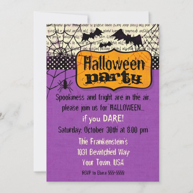 Spooky Bats Halloween Invitation (Front)