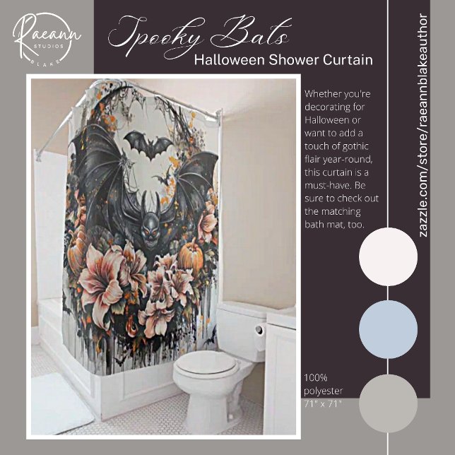 Spooky Bats Halloween Shower Curtain (Creator Uploaded)
