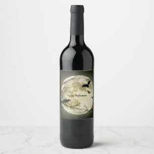 Spooky Bats Halloween Wine Label
