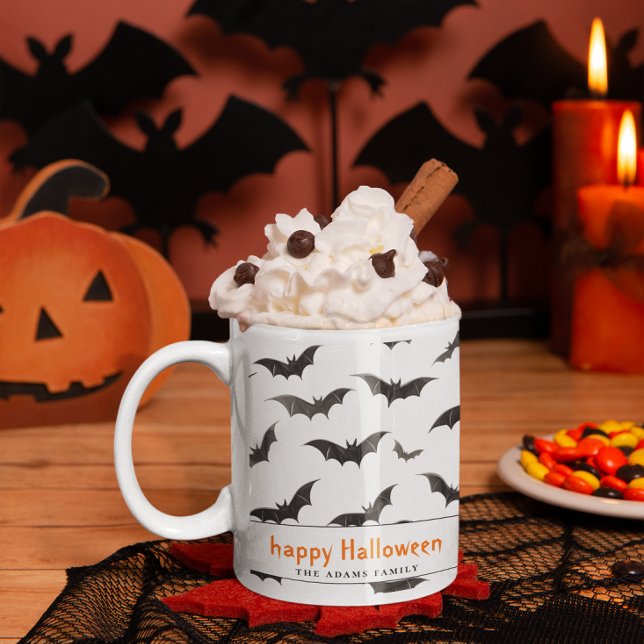 Spooky Bats Personalised Happy Halloween Coffee Mug (Creator Uploaded)