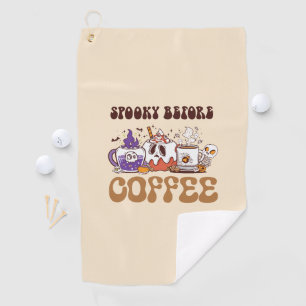 Spooky Before Coffee – Funny Ghost Coffee Brew Golf Towel