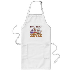 Spooky Before Coffee – Funny Ghost Coffee Brew Long Apron