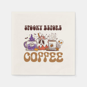 Spooky Before Coffee – Funny Ghost Coffee Brew Napkin