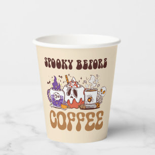 Spooky Before Coffee – Funny Ghost Coffee Brew Paper Cups