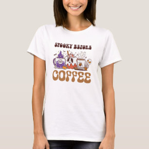 Spooky Before Coffee – Funny Ghost Coffee Brew T-Shirt