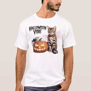 Spooky Bengal Cat Pumpkin Night  Classic T-Shirt