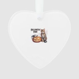 Spooky Bengal Cat Pumpkin Night Classic T-Shirt Ornament