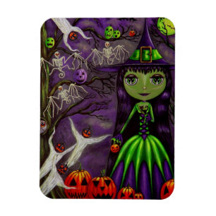 Spooky Big Eye Witch Bat Skeletons Ghosts Booo! Magnet