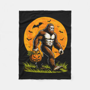 Spooky Bigfoot Halloween Pumpkin Funny Halloween S Fleece Blanket