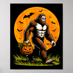 Spooky Bigfoot Halloween Pumpkin Funny Halloween S Poster