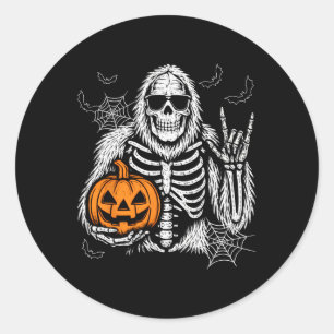 Spooky Bigfoot Jack O Lantern Skeleton Halloween B Classic Round Sticker