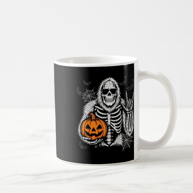 Spooky Bigfoot Jack O Lantern Skeleton Halloween B Coffee Mug (Right)