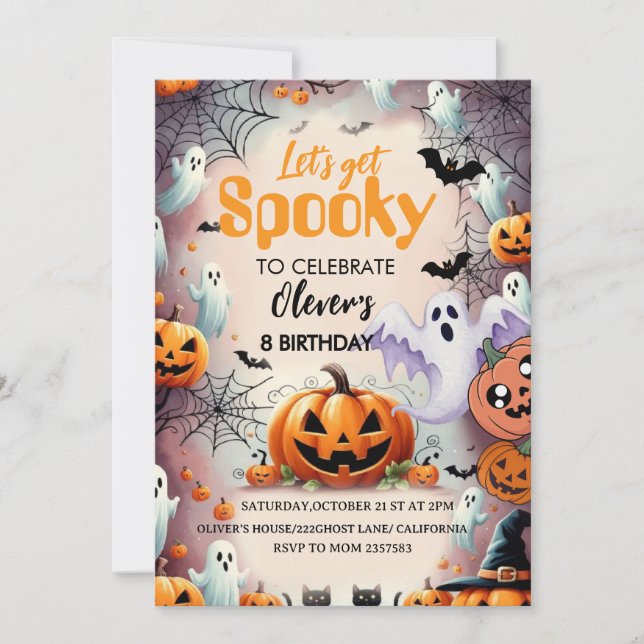 Spooky Birthday Invitation Editable Digital Down (Front)