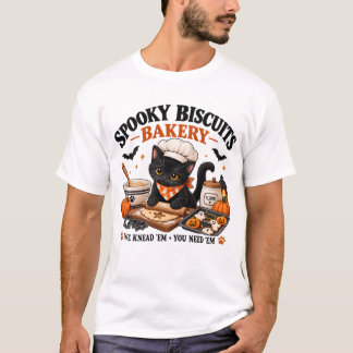 Spooky Biscuits Bakery, Black Cat Halloween Baking T-Shirt