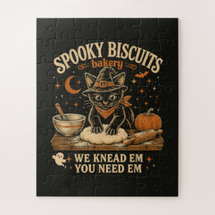 Spooky Biscuits Bakery Black Cat Halloween Jigsaw Puzzle