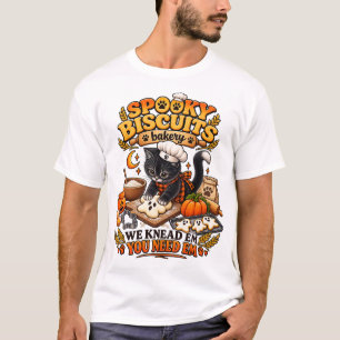 Spooky Biscuits Bakery – Cute Halloween Cat Baker T-Shirt