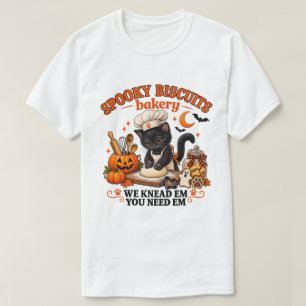 Spooky Biscuits Bakery Halloween Black Cat Chef T-Shirt
