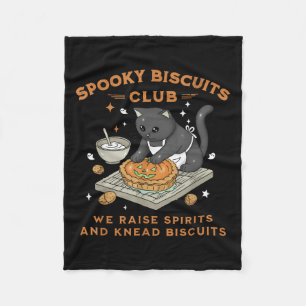 Spooky Biscuits Club Black Cat Pumpkin Halloween B Fleece Blanket