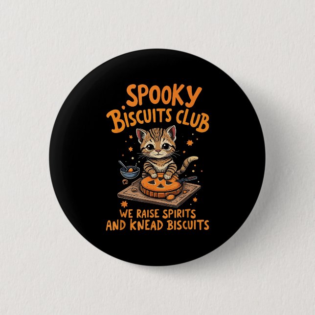 Spooky Biscuits Club Cat Funny Halloween Baking  6 Cm Round Badge (Front)