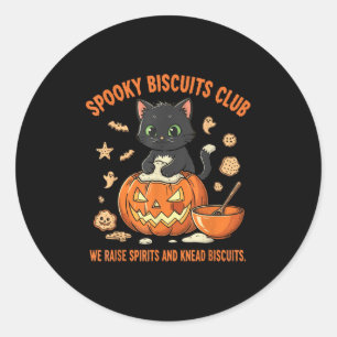 Spooky Biscuits Club Cat Funny Halloween Baking Classic Round Sticker