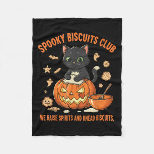 Spooky Biscuits Club Cat Funny Halloween Baking Fleece Blanket