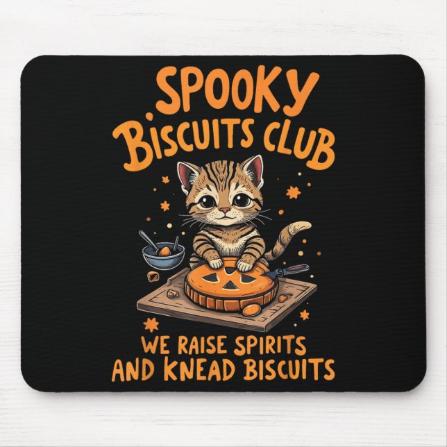 Spooky Biscuits Club Cat Funny Halloween Baking  Mouse Pad (Front)