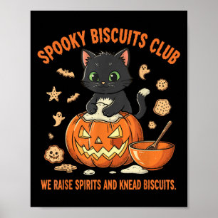 Spooky Biscuits Club Cat Funny Halloween Baking Poster