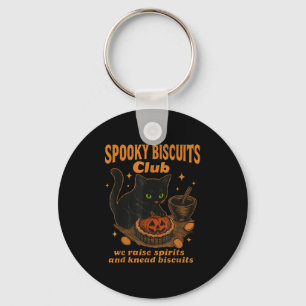 Spooky Biscuits Club Cat, Funny Halloween Baking T Key Ring